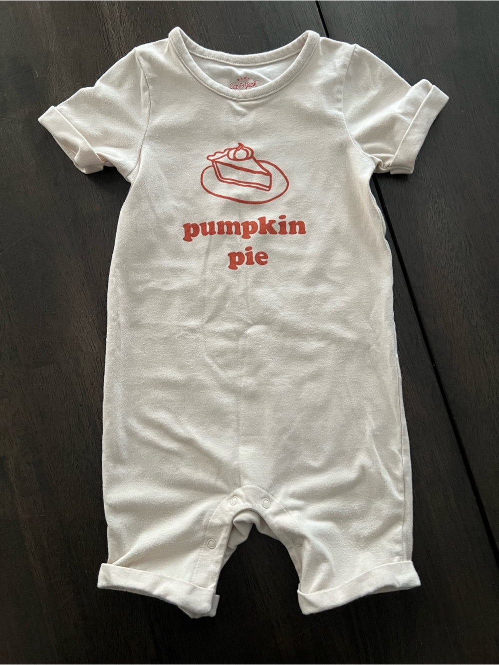 Cat & Jack White Short Sleeve One-Piece with Pumpkin Pie Graphic
